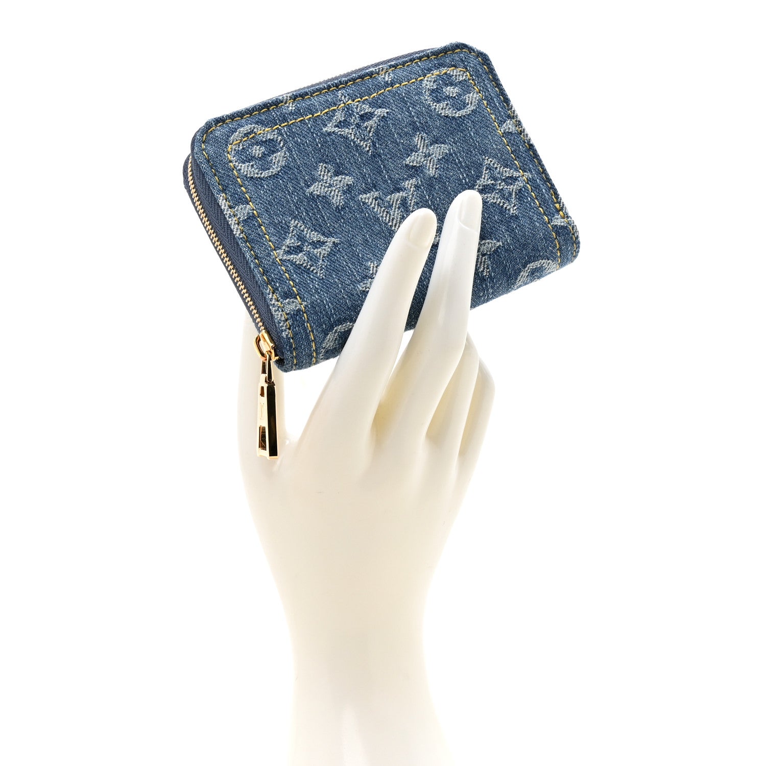 Louis Vuitton Denim Monogram Zippy Coin Purse Blue 2 of 7