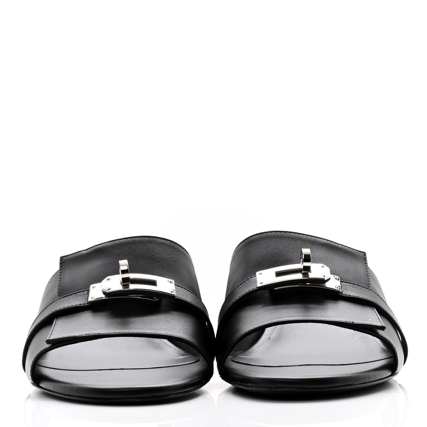 Hermes Calfskin Gigi 50 Sandals 40 Gold Black 2 of 10