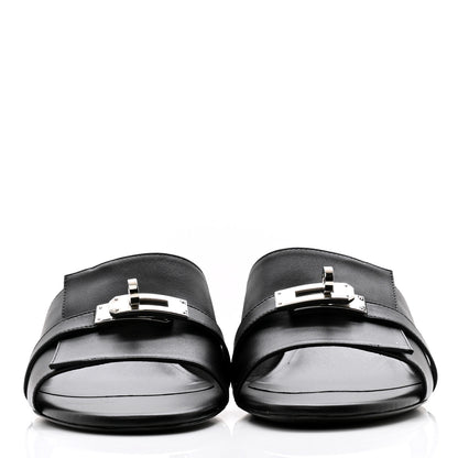 Hermes Calfskin Gigi 50 Sandals 40 Gold Black 2 of 10