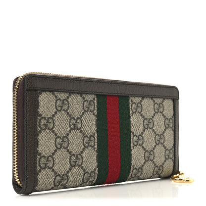 Gucci GG Supreme Monogram Web Ophidia Zip Around Wallet Brown 3 of 8