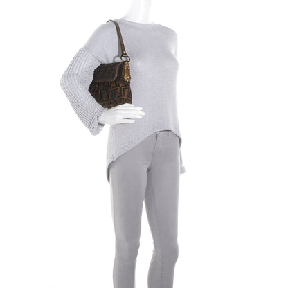 Fendi Zucca Laminated Vachetta Small Chef Shoulder Bag Tobacco Bronzo 2 of 8