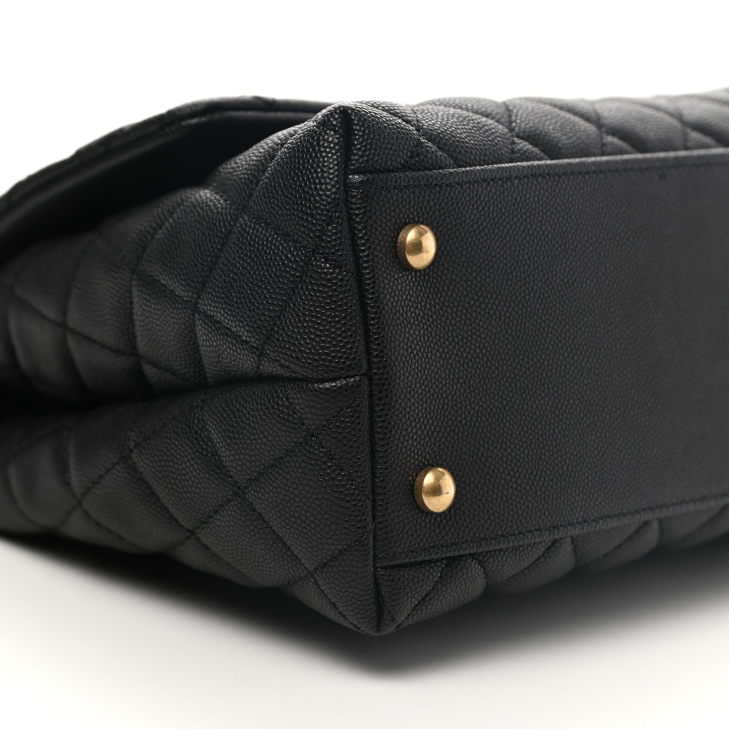 Caviar Lizard Embossed Quilted Small Coco Handle Flap Black