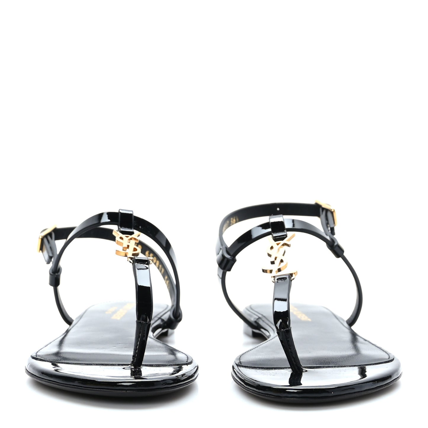 Patent Calfskin Cassandra Monogram Sandals 36.5 Black