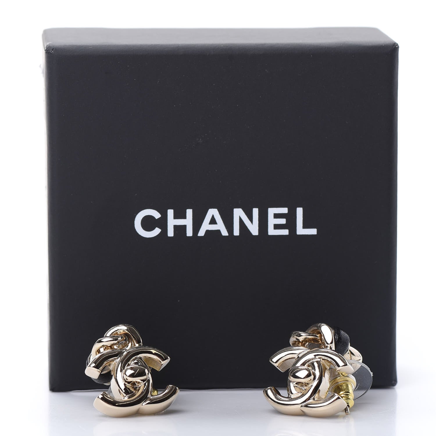 Chanel Lambskin CC Turnlock Drop Earrings Gold Black 5 of 5