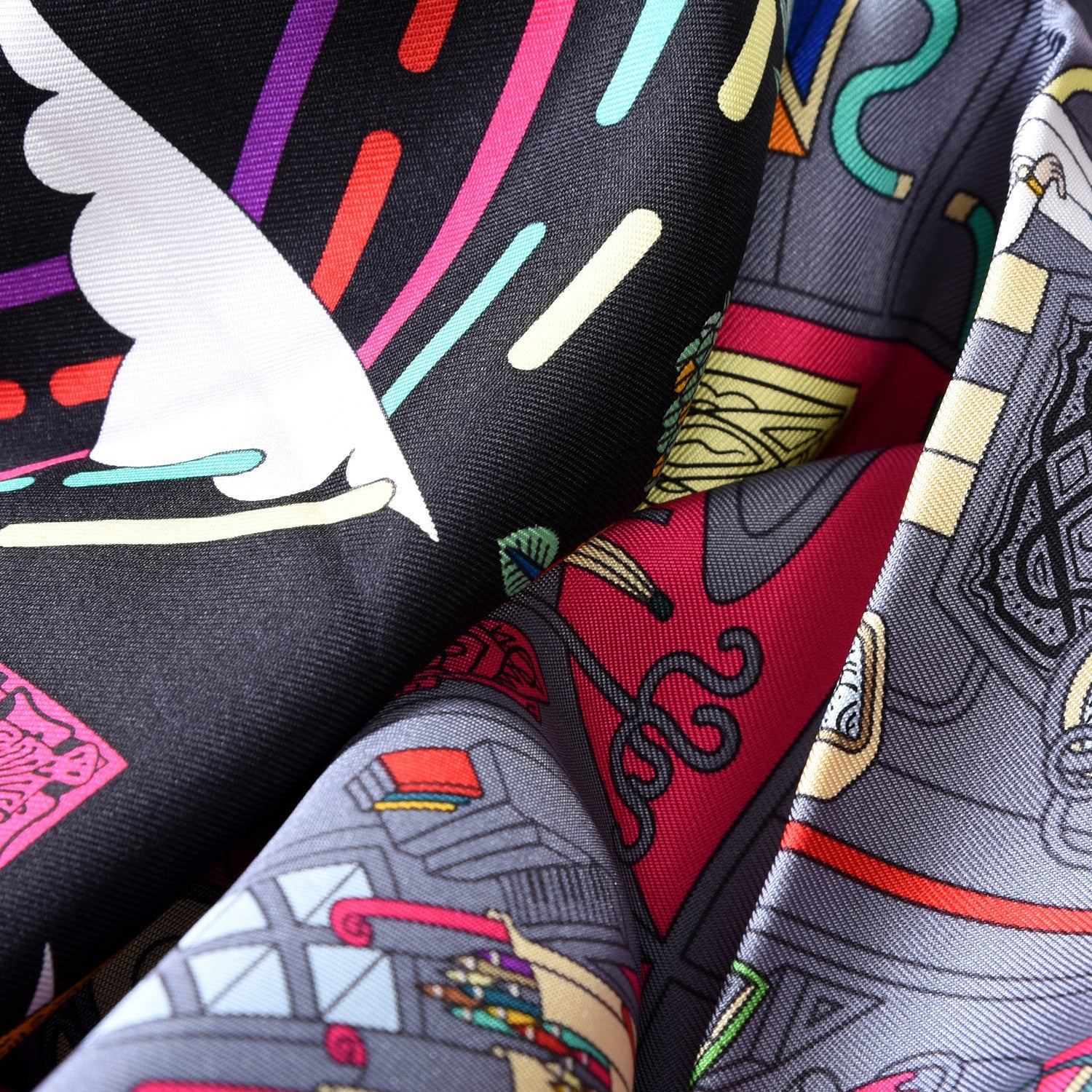 Hermes Silk La Maizeon des Carres Scarf 90 Black Gris Multicolor 2 of 5