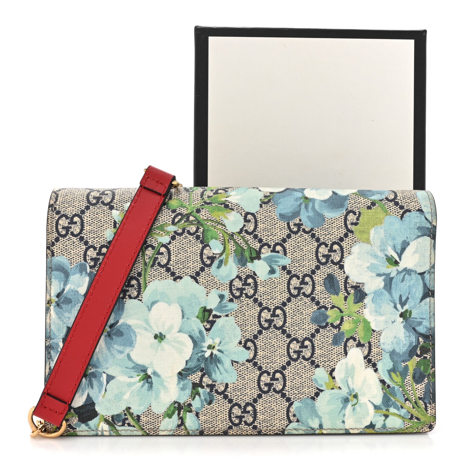 Gucci GG Supreme Monogram Blooms Chain Wallet Blue 17 of 17