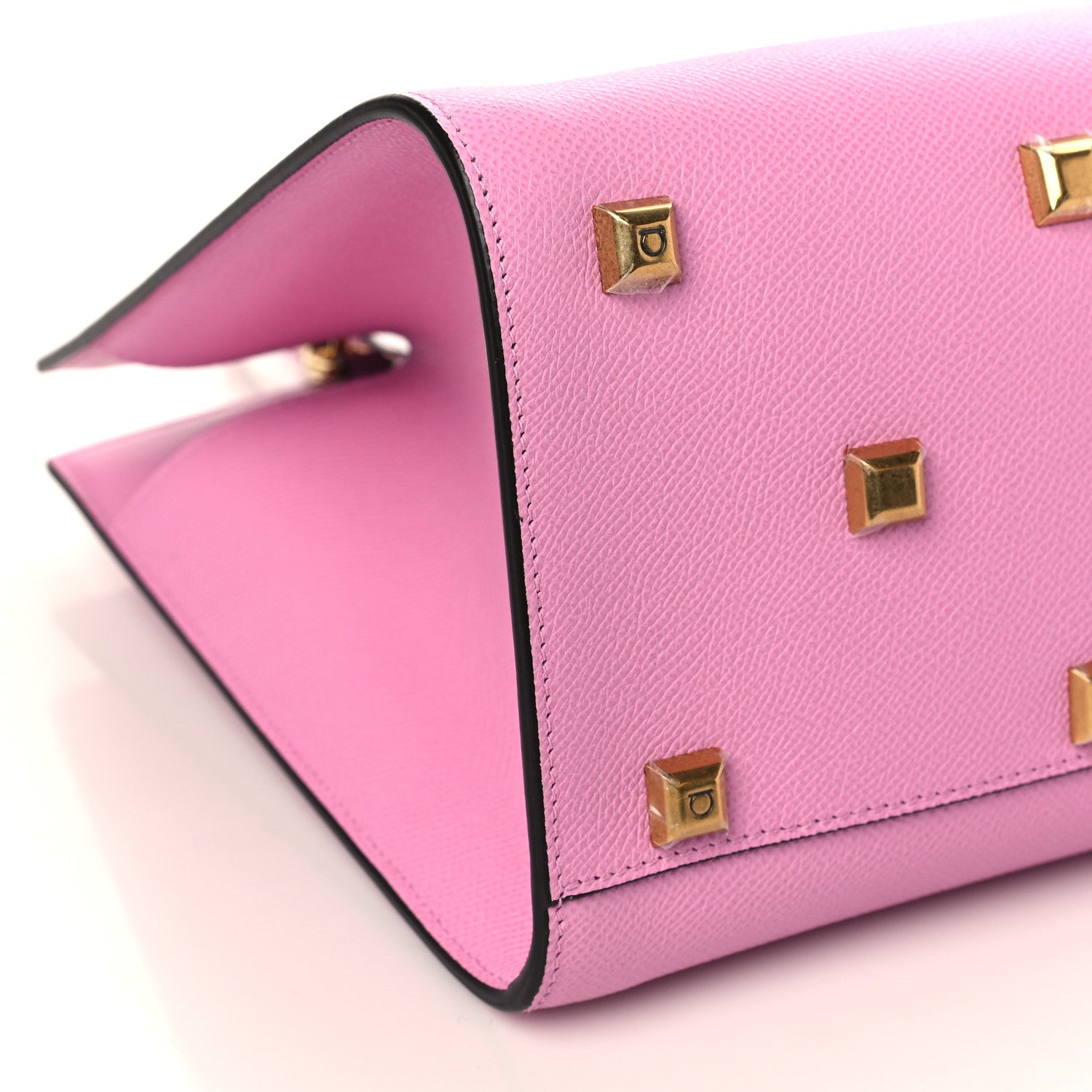 Salvatore Ferragamo Hammered Calfskin Medium The Studio Box Bag Flamingo 7 of 9