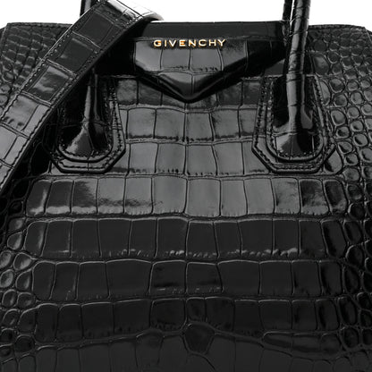 Givenchy Calfskin Crocodile Embossed Small Antigona Black 7 of 10