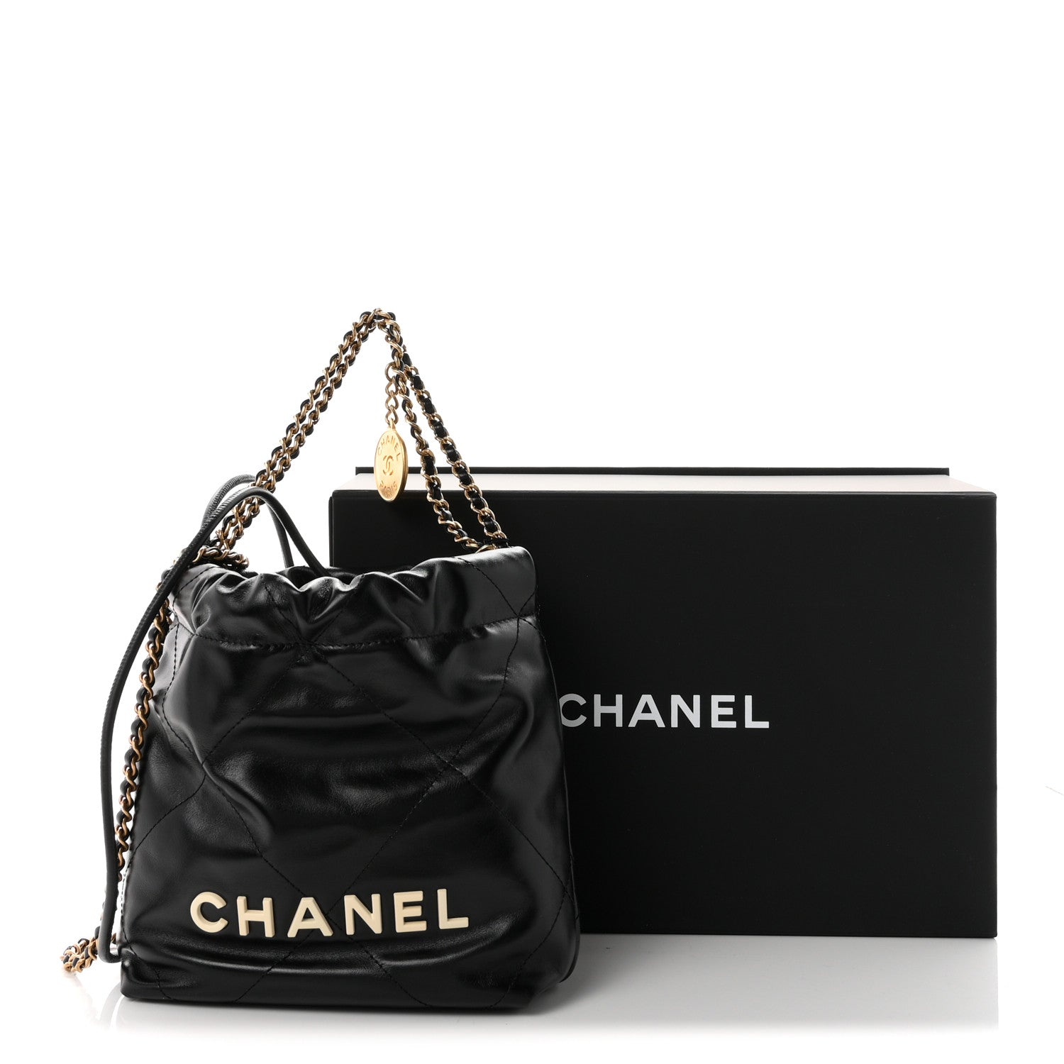 Chanel Shiny Calfskin Quilted Mini Chanel 22 Black 1940884
