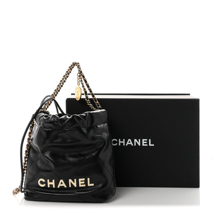 Chanel Shiny Calfskin Quilted Mini Chanel 22 Black 10 of 10