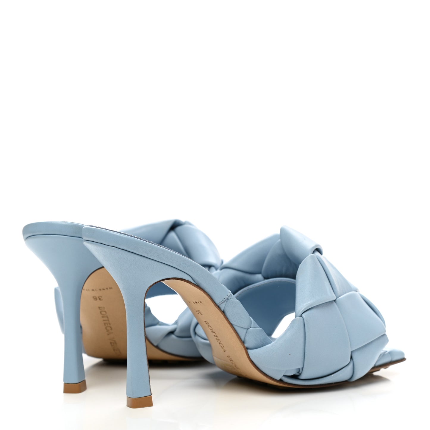 Nappa Maxi Intrecciato Lido Mule Sandals 36 Ice