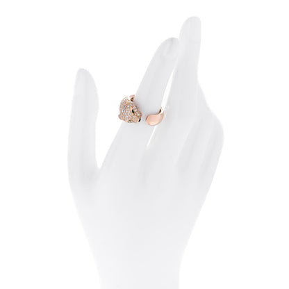 Cartier 18K Pink Gold Diamond Emerald Onyx Panthere De Cartier Ring 51 5.75 3 of 6