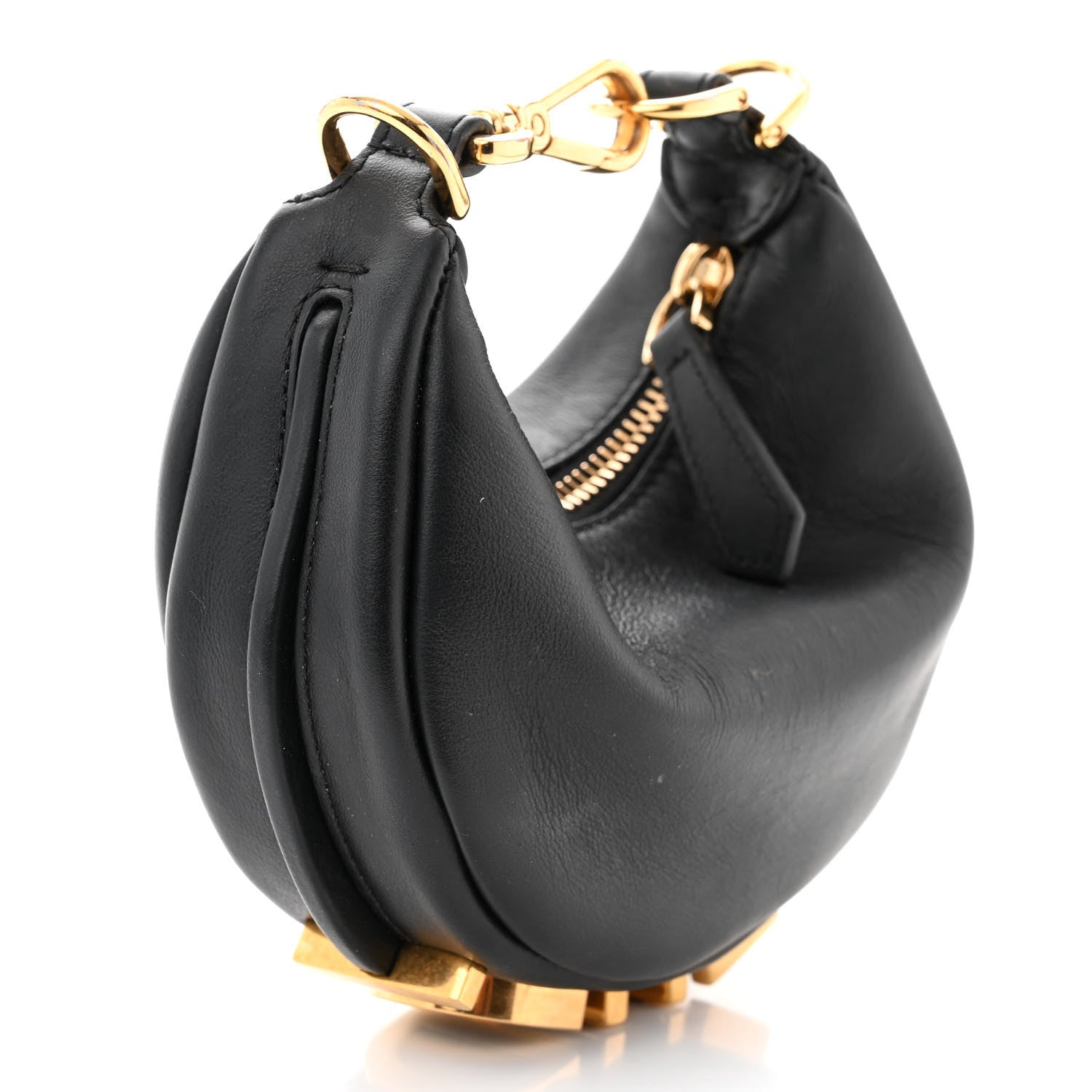 Fendi Vitello Grace Matte Nano Fendigraphy Hobo Charm Black 3 of 11