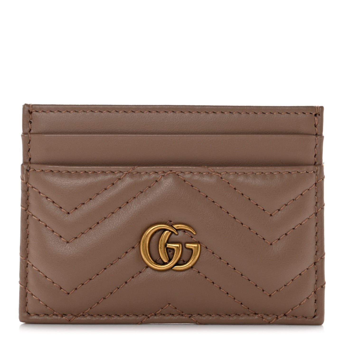 Calfskin Matelasse GG Marmont Card Holder Porcelain Rose