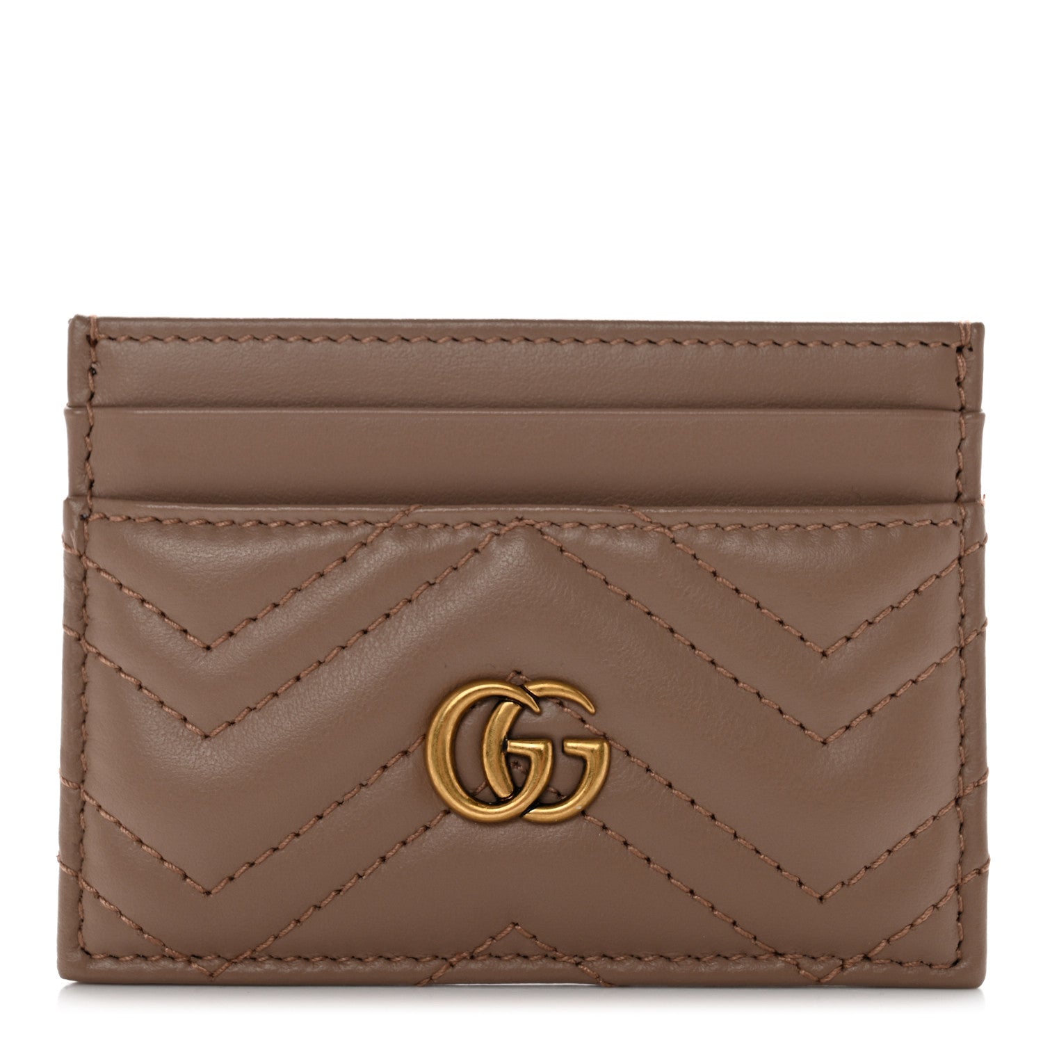 Gucci Calfskin Matelasse GG Marmont Card Holder Porcelain Rose 1 of 7