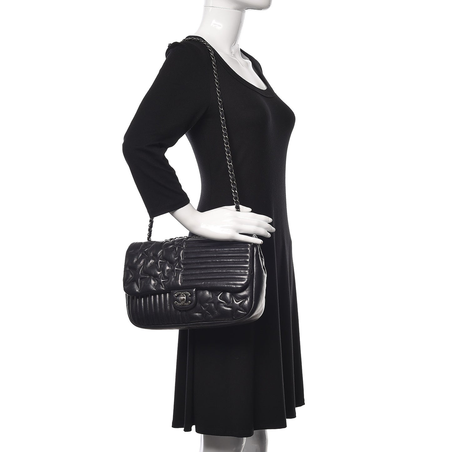 Lambskin Quilted Jumbo Paris Dallas Single Flap Black