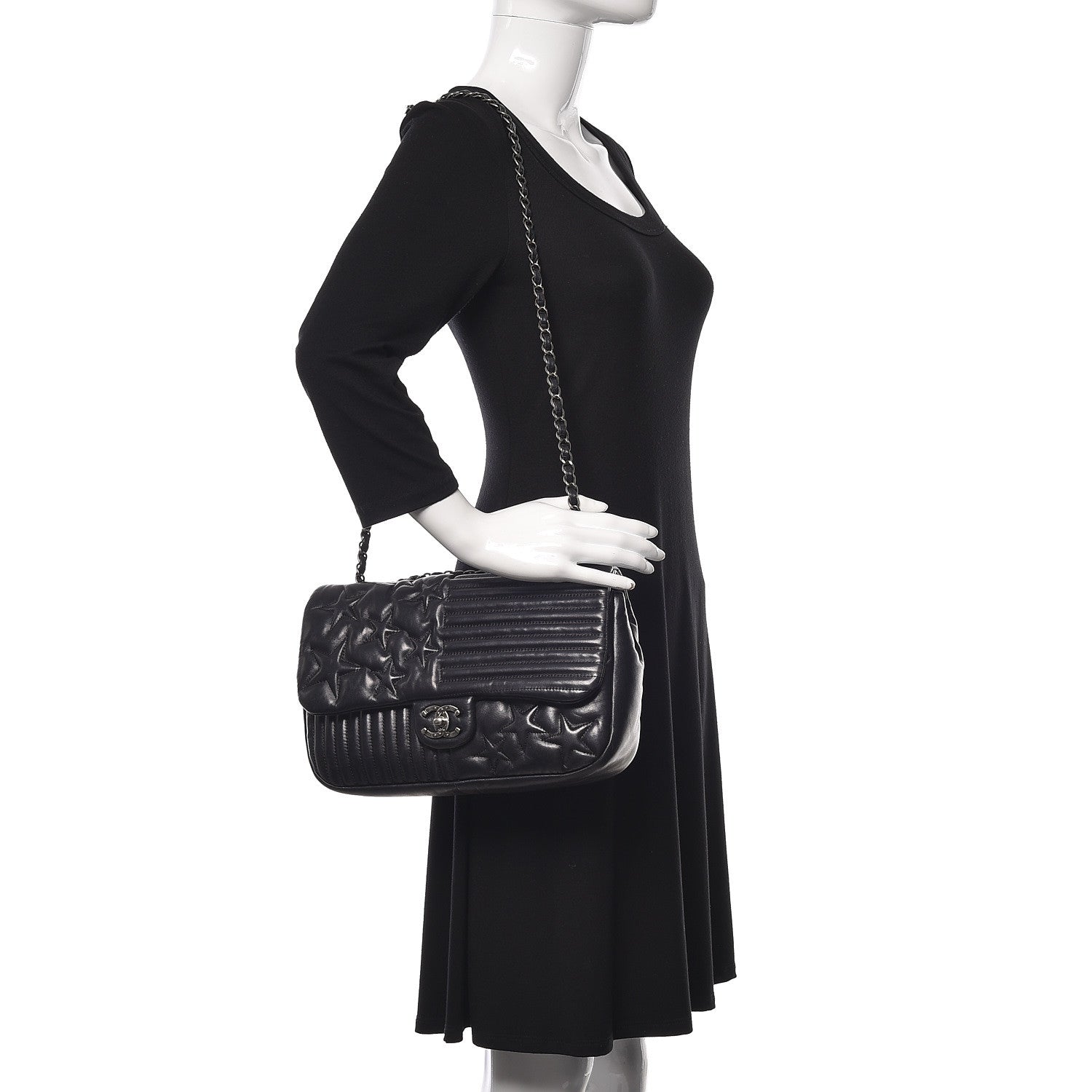 Chanel Lambskin Quilted Jumbo Paris Dallas Single Flap Black 2 of 9