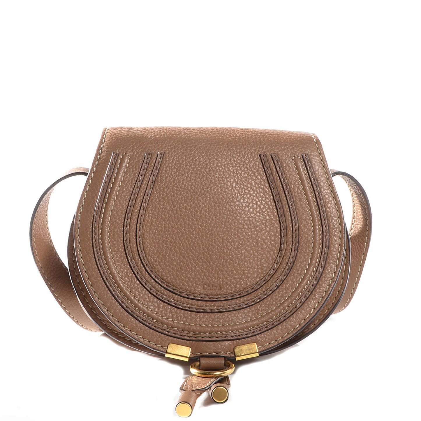 Calfskin Mini Marcie Round Crossbody Bag Nut