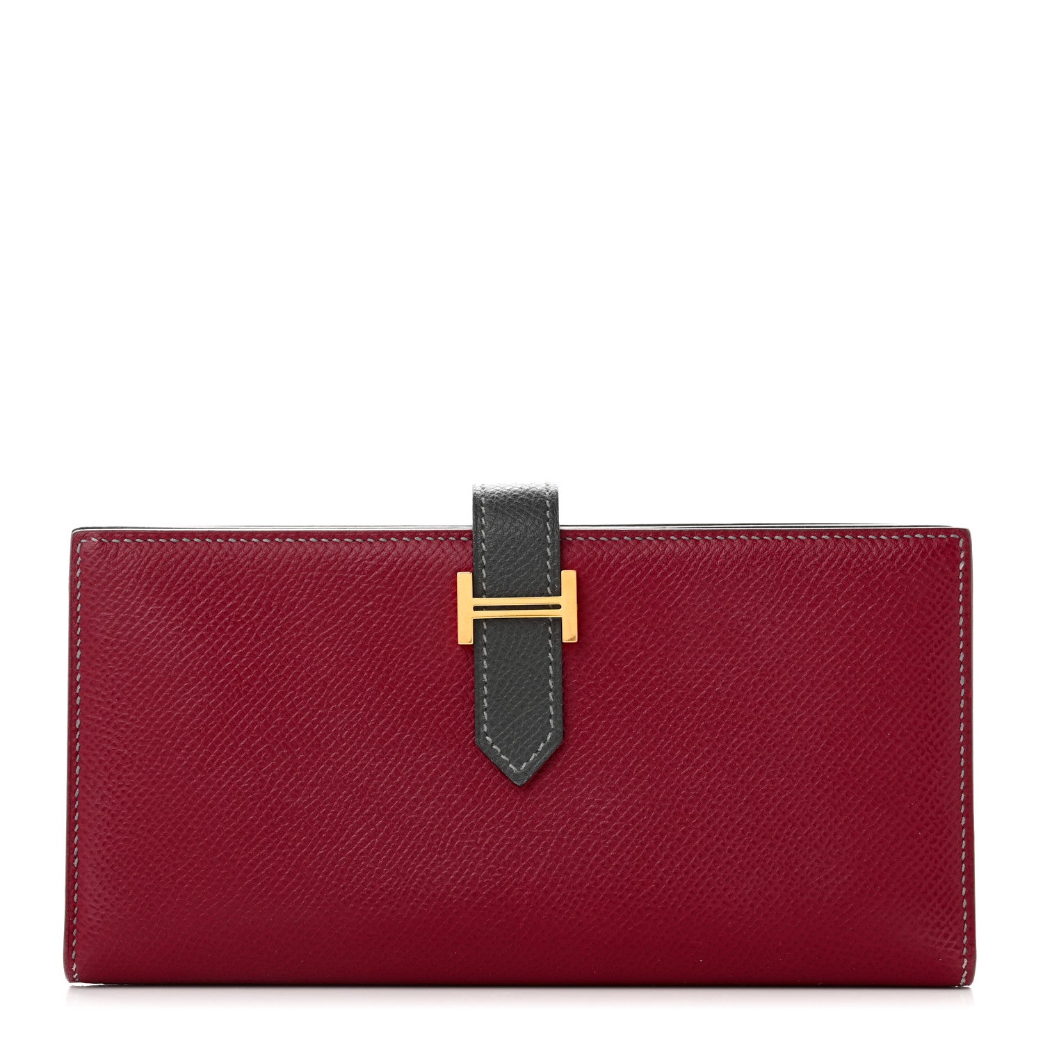 Hermes Epsom Horseshoe Bearn Gusset Wallet Rubis Graphite 1 of 8