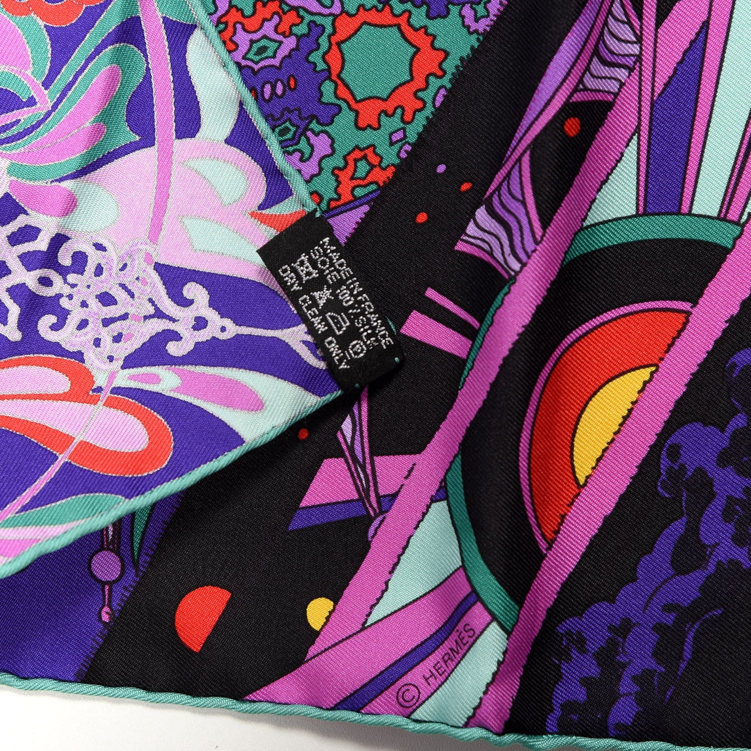 Hermes Silk L’ivresse De L’infini Scarf 90 Ultraviolet Cyclamen Vert 5 of 5