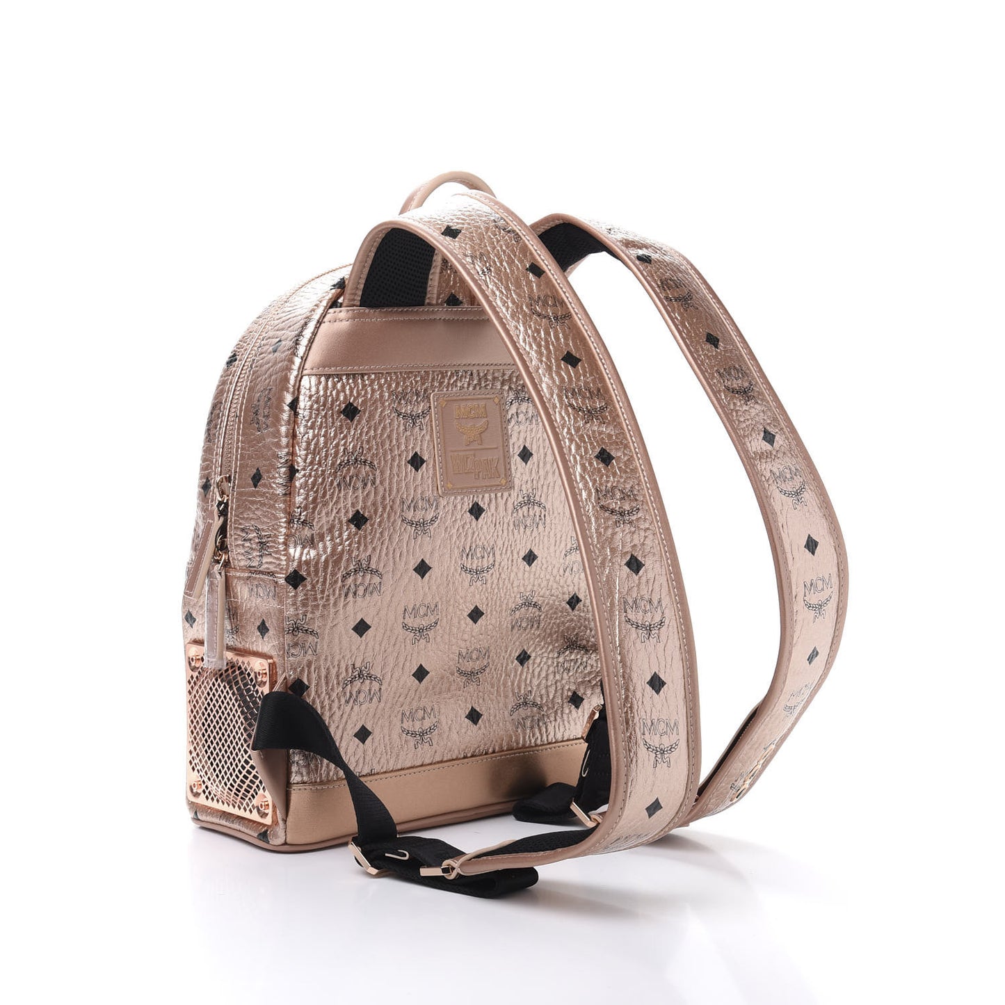 Metallic X Wizpak Visetos Studded Sound System Speaker Backpack Champagne Gold