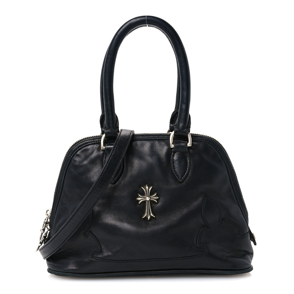 Chrome Hearts Calfskin Cross Embellished Slouchy Mo Black 1 of 9