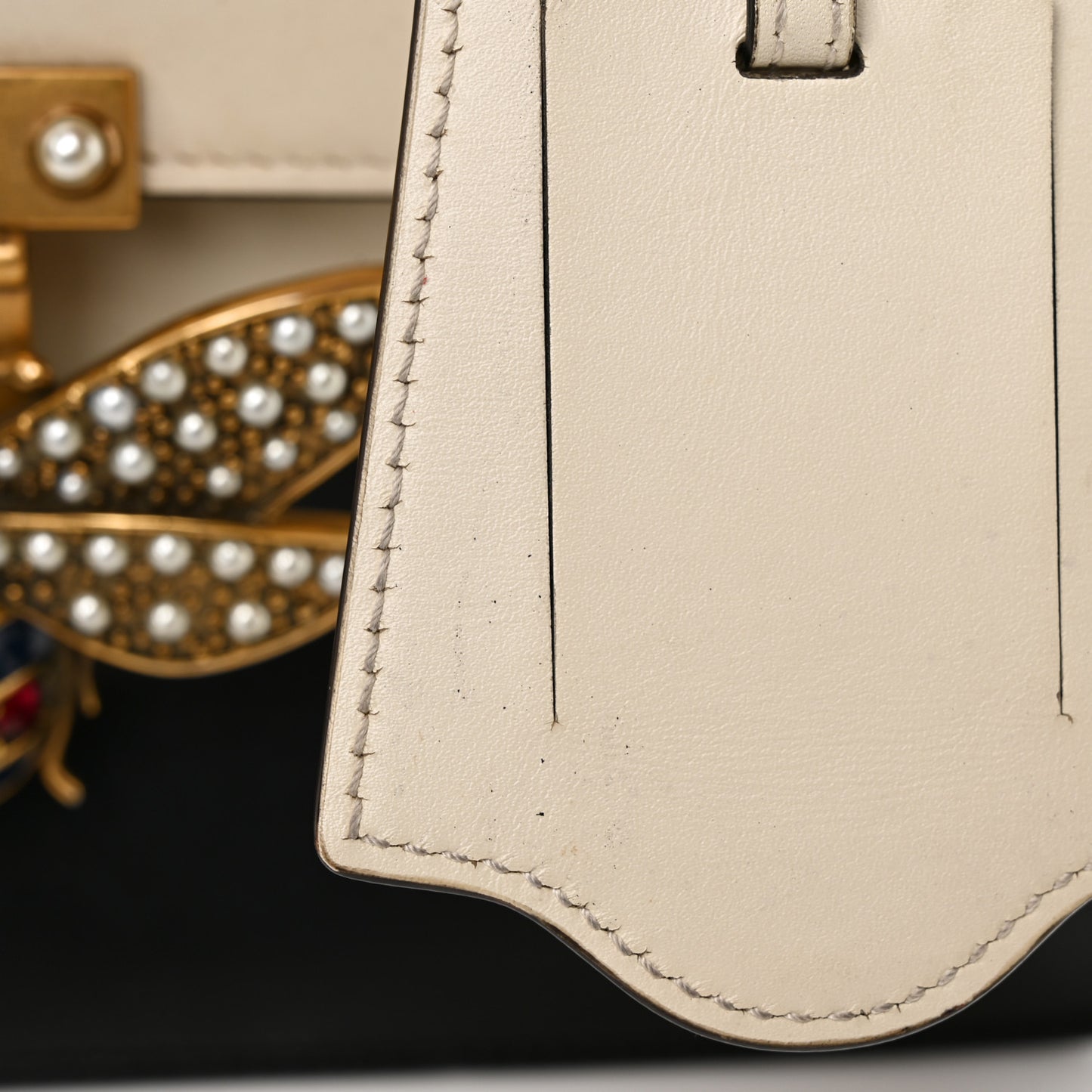 Calfskin Sylvie Web Small Queen Margaret Top Handle Bag Black White