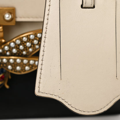Gucci Calfskin Sylvie Web Small Queen Margaret Top Handle Bag Black White 16 of 22