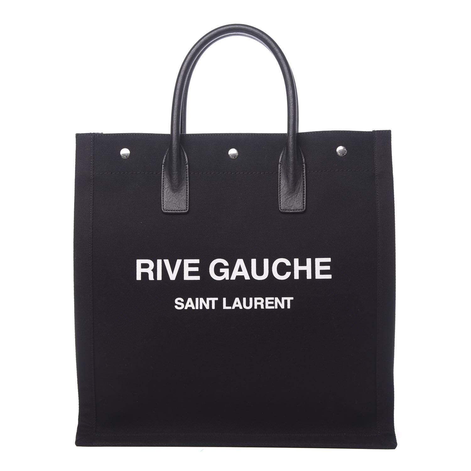 Saint Laurent Canvas Calfskin Rive Gauche North South Noe Tote Black White 1 of 10
