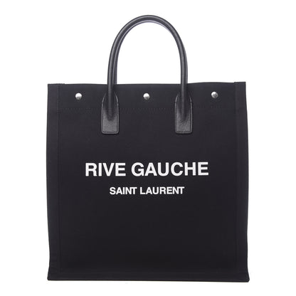 Saint Laurent Canvas Calfskin Rive Gauche North South Noe Tote Black White 1 of 10