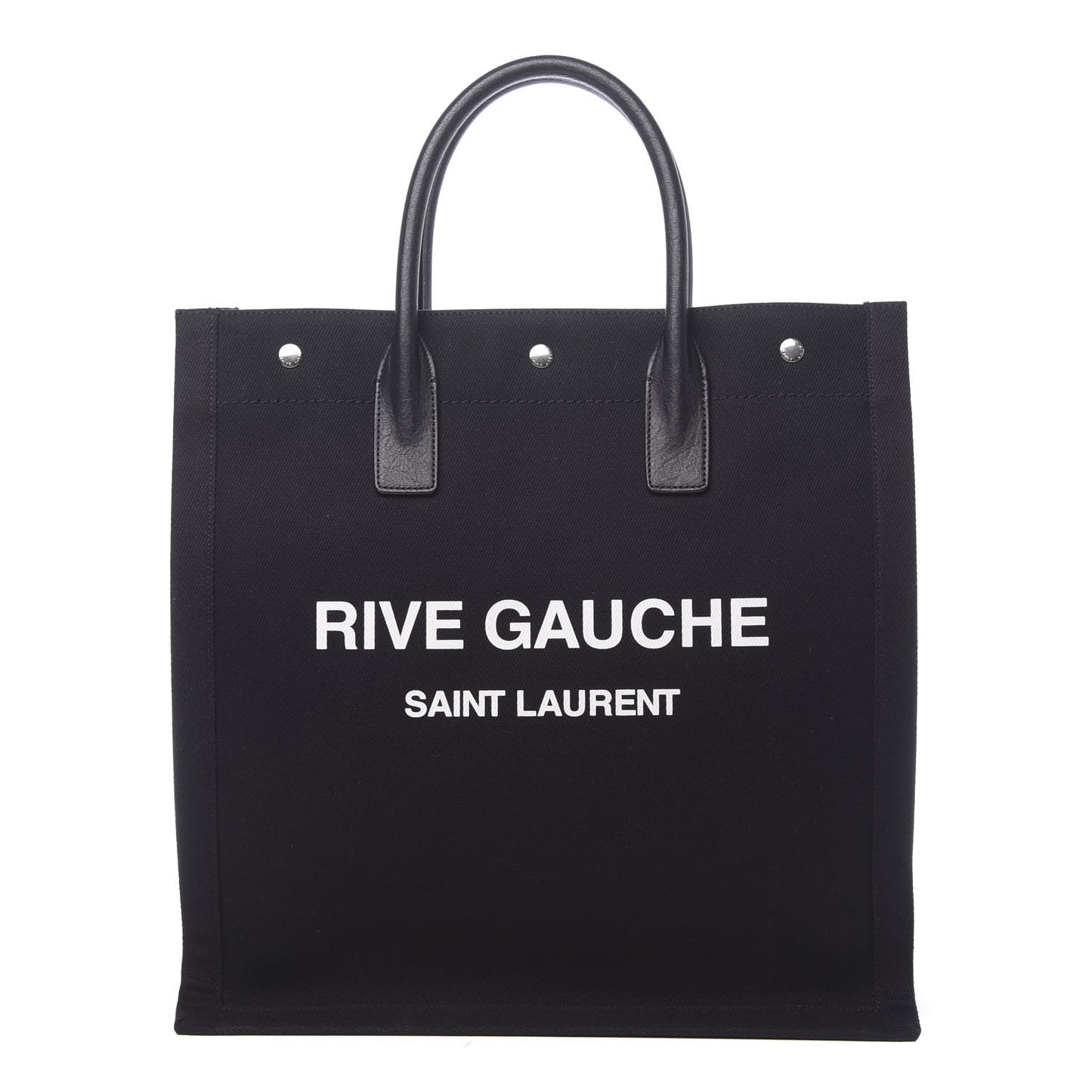 Canvas Calfskin Rive Gauche North South Noe Tote Black White