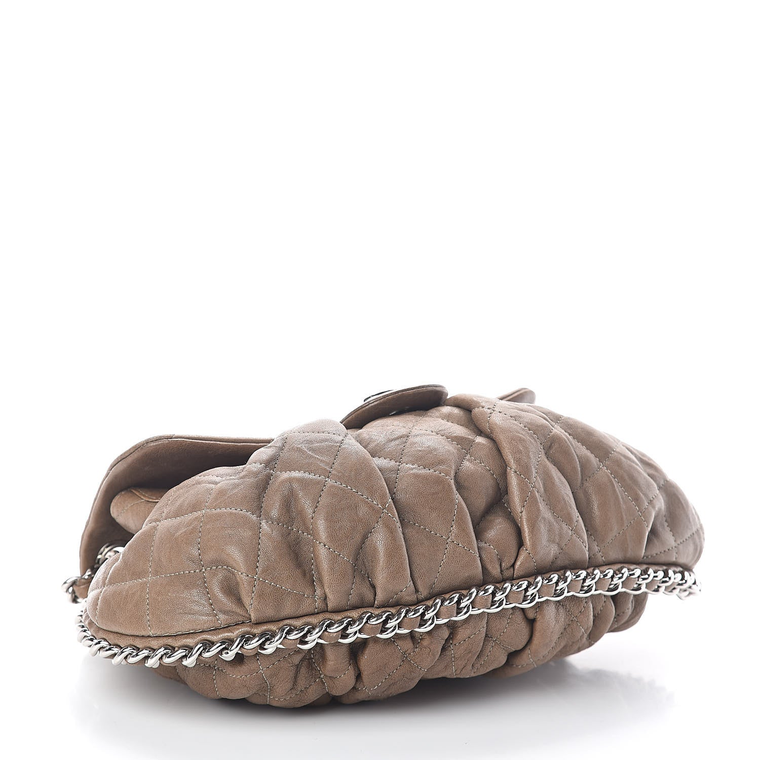 Chanel Crumpled Lambskin Quilted Medium Chain Around Flap Light Khaki 4 of 13