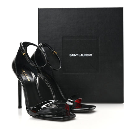 Saint Laurent Patent Calfskin Amber 105 Ankle Strap Sandals 40 Black 8 of 8