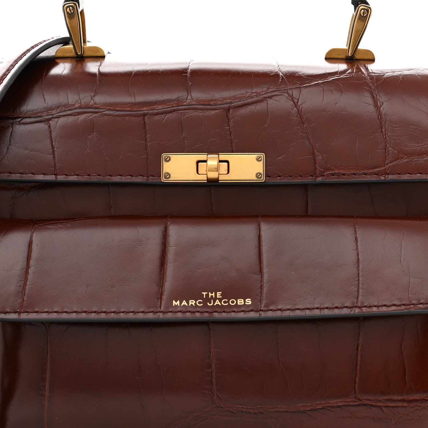 Marc Jacobs MARC JACOBS Calfskin Crocodile Embossed Uptown Shoulder Bag Brown 7 of 10