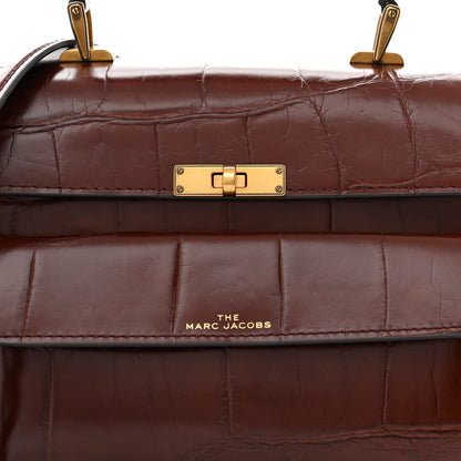 Marc Jacobs MARC JACOBS Calfskin Crocodile Embossed Uptown Shoulder Bag Brown 7 of 10