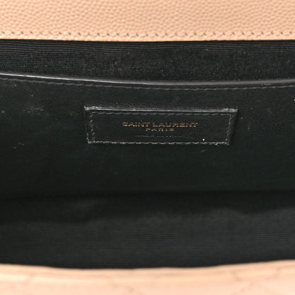 Saint Laurent Grain De Poudre Textured Mixed Matelasse Medium Triquilt Monogram Satchel Dark Beige 6 of 12