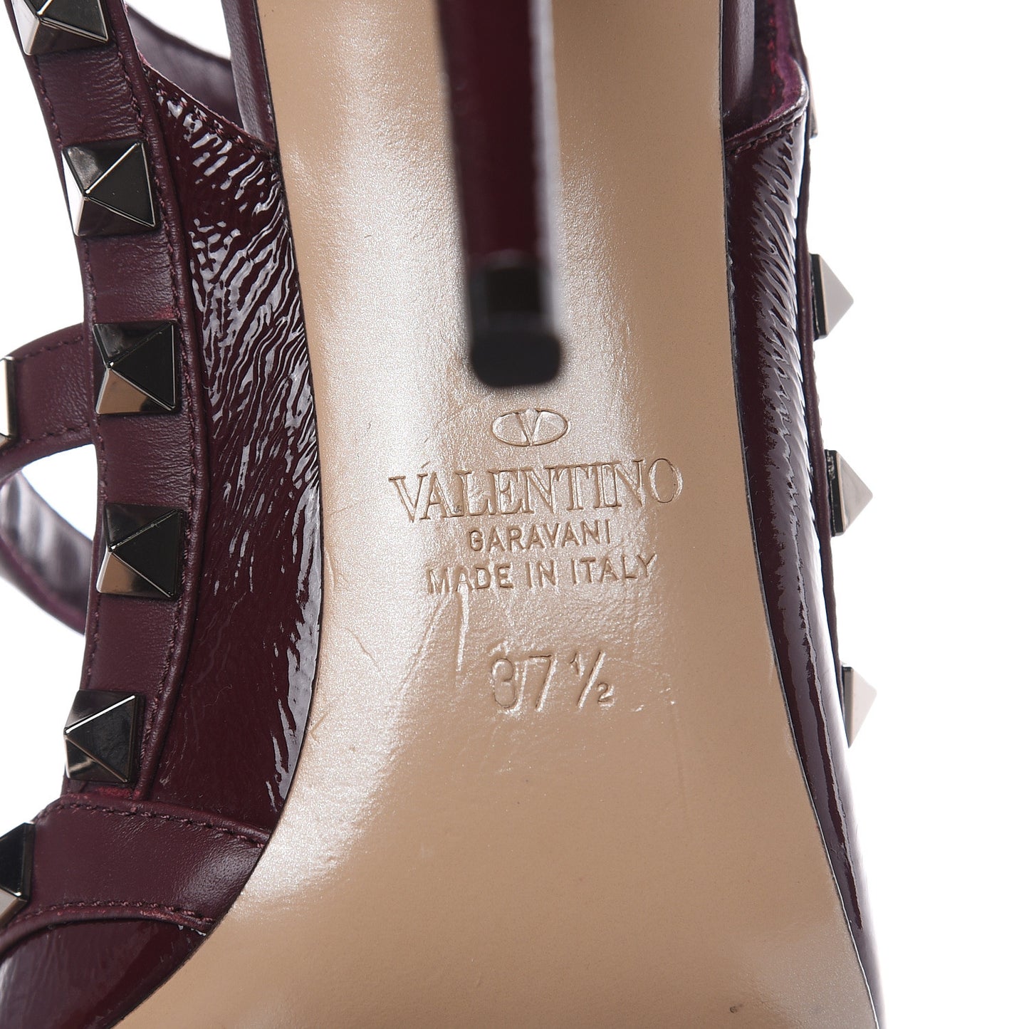 Patent Rockstud Ankle Strap 100mm Pumps 37.5 Rubin