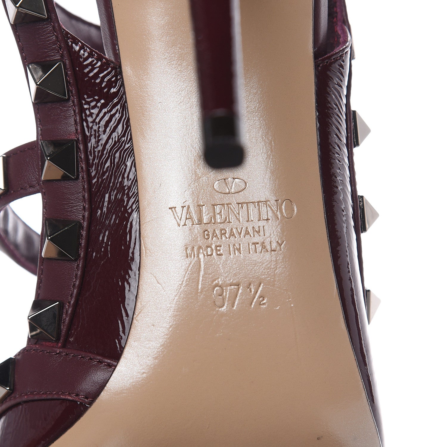 Valentino Garavani Patent Rockstud Ankle Strap 100mm Pumps 37.5 Rubin 6 of 7