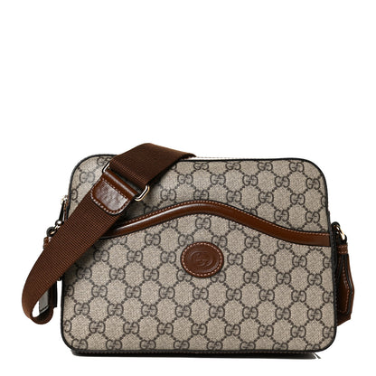 Gucci GG Supreme Monogram Azalea Calfskin Retro Interlocking G Messenger Shoulder Bag Beige Ebony Brown Sugar 2 of 12