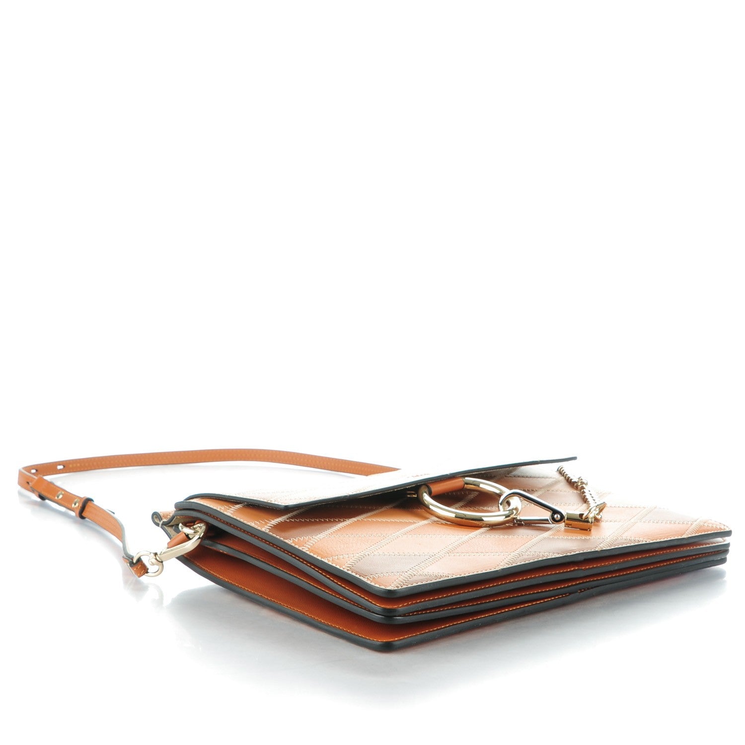 Chloe Calfskin Patchwork Medium Faye Shoulder Bag Caramel 4 of 8