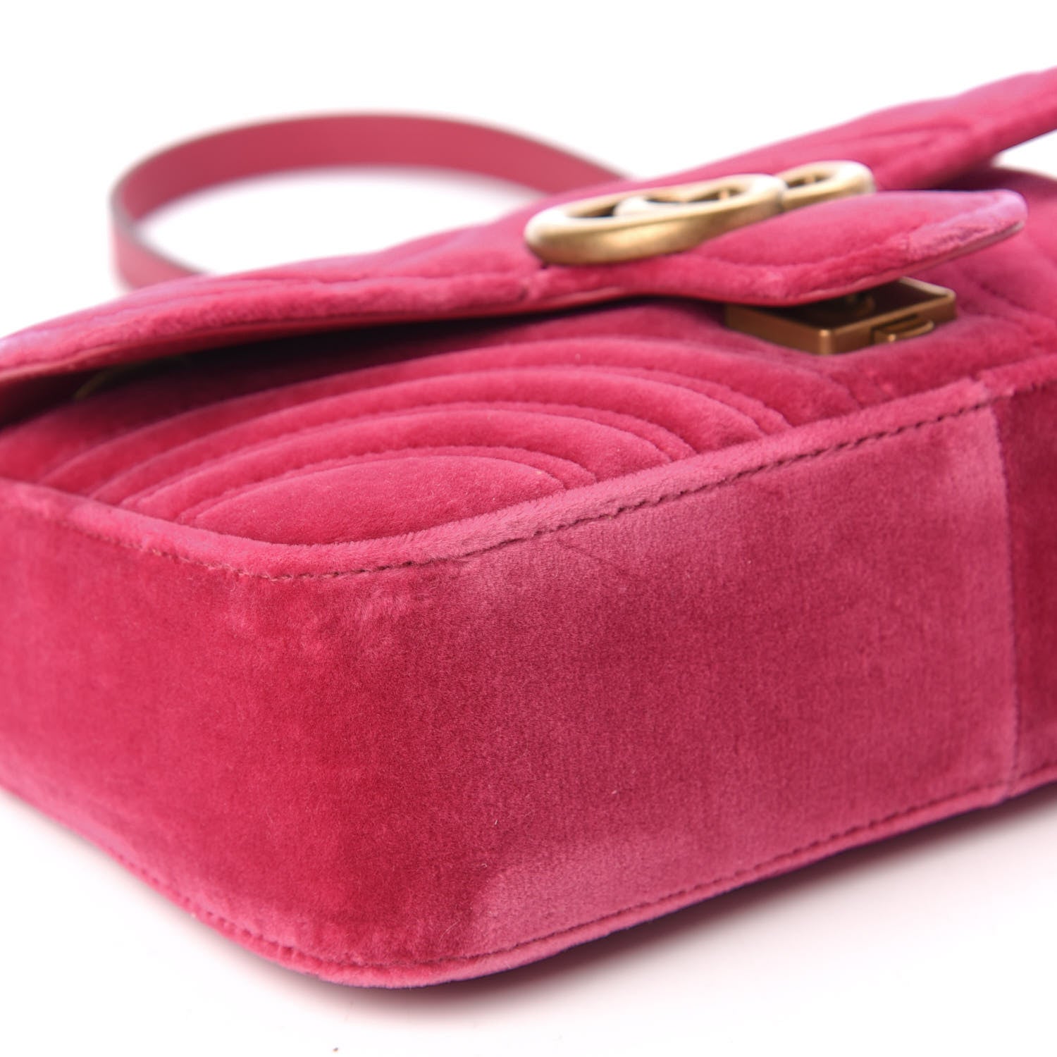 Gucci Velvet Matelasse Mini GG Marmont Shoulder Bag Light Raspberry Rose 7 of 11