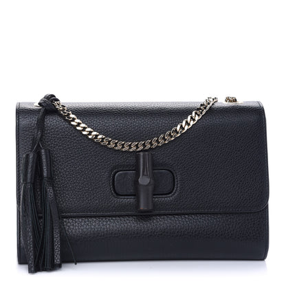 Gucci Pebbled Calfskin Medium Miss Bamboo Shoulder Bag Black 1 of 8