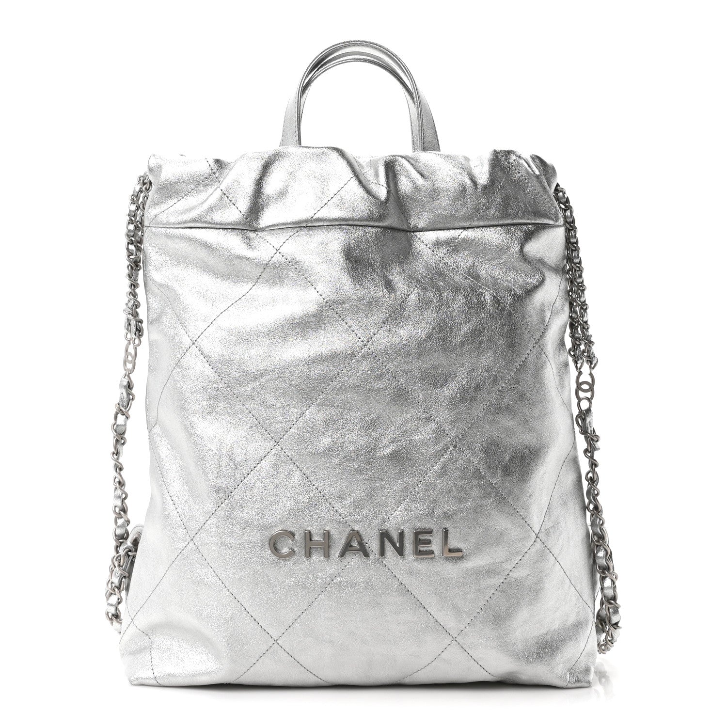 Chanel Metallic Calfskin Quilted Chanel 22 Backpack Silver 1 of 10