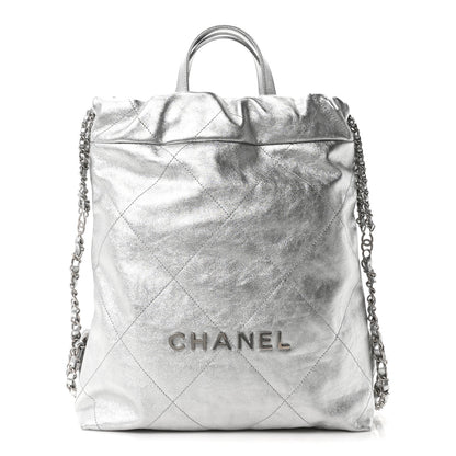Chanel Metallic Calfskin Quilted Chanel 22 Backpack Silver 1 of 10