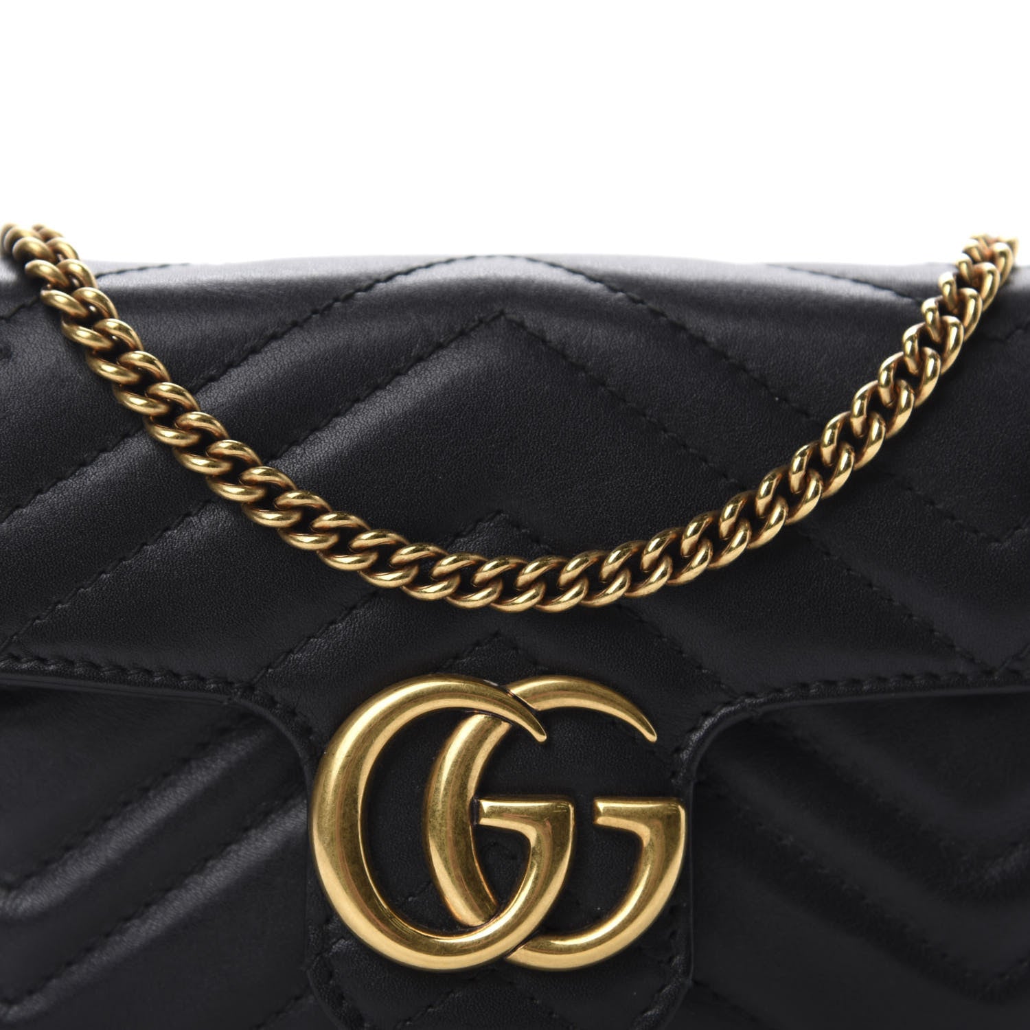 Gucci Calfskin Matelasse Super Mini GG Marmont Shoulder Bag Black 10 of 10