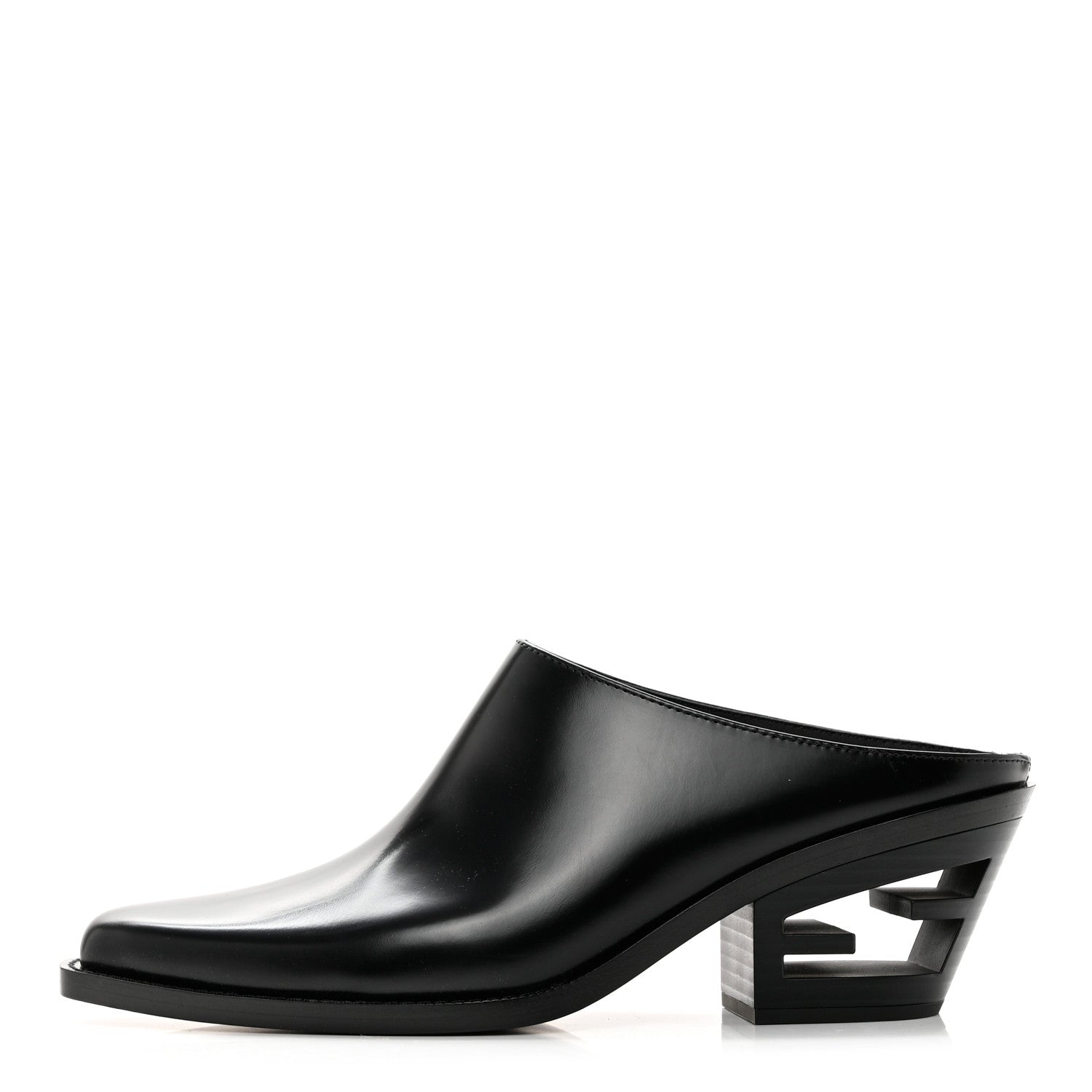 Fendi Vitello Abrasivato FF Cut Mules 39 Black 1 of 9