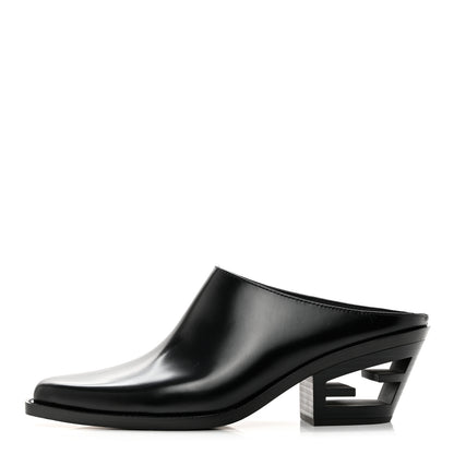 Fendi Vitello Abrasivato FF Cut Mules 39 Black 1 of 9