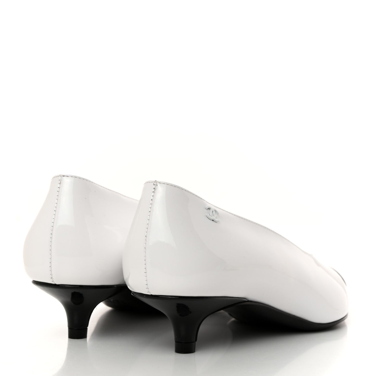 Patent Calfskin Pumps 36.5 White Black