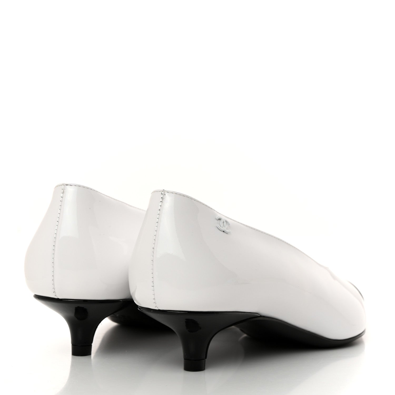 Chanel Patent Calfskin Pumps 36.5 White Black 4 of 9