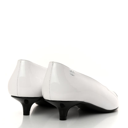 Chanel Patent Calfskin Pumps 36.5 White Black 4 of 9